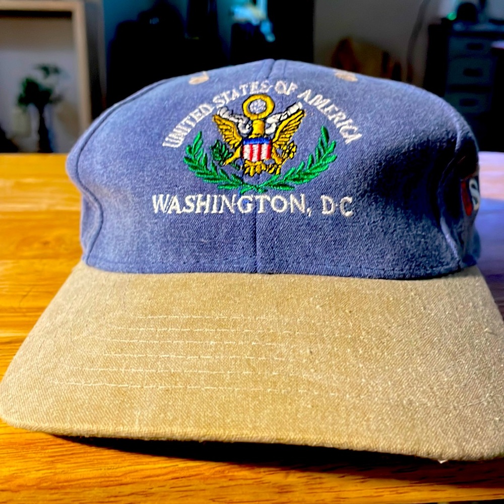 United States of America Washington DC. president emblem, flag on R USA on left